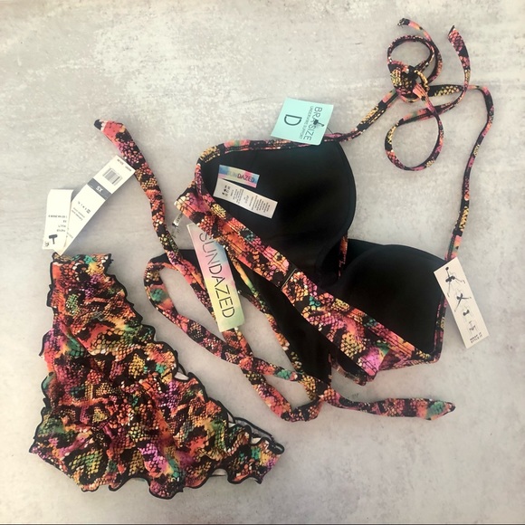 Sundazed Python Snake Print 2 pc Bikini - 32D Simone Top & XS Mermaid Bottom NWT - Picture 8 of 9